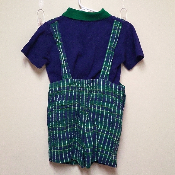 Vintage Peek-A-Babe 2 Piece Green and Navy Blue Shorts Outfit - Picture 2 of 7